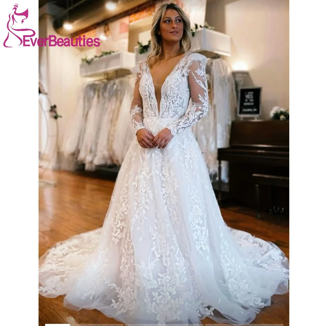 

Vestidos De Novia Wedding Dresses for Bride Tulle Appliques Bride Dress 2023 Long Sleeves Robe De Mariee A-Line Wedding Gown