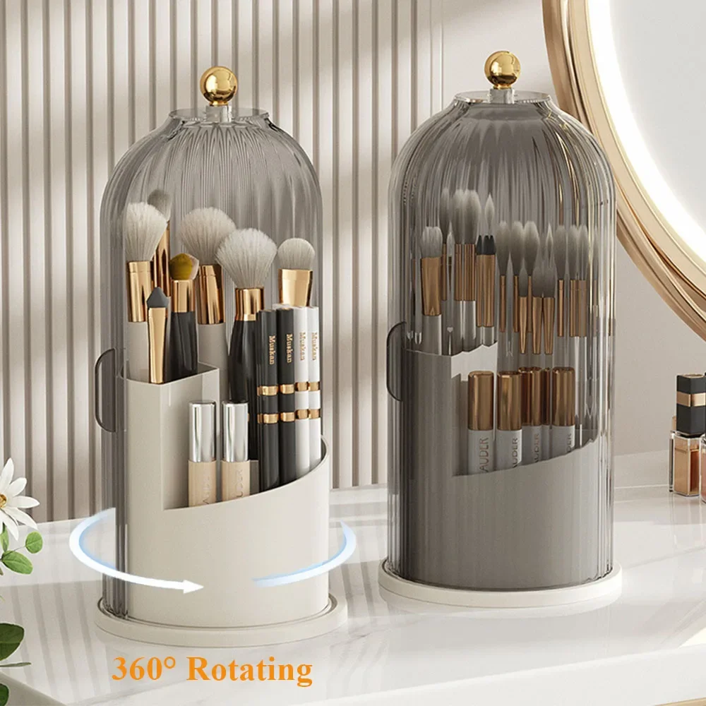 

Makeup Box Lid With Storage Organizer Luxury Lipstick Rotating Cosmetic Eyebrow Eye Shadow 360° Pencil Holder Brush