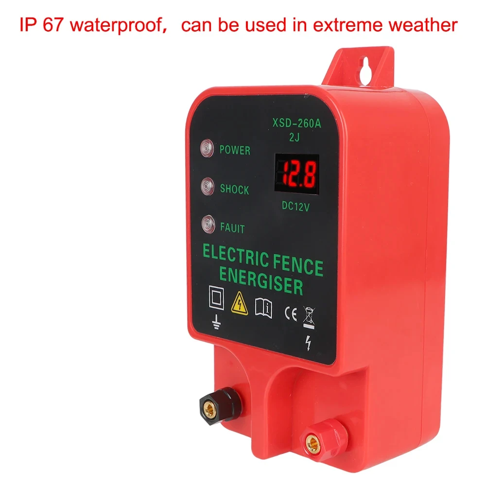 Electric Fence Energizer 10KM LCD Livestock Alarm Voltage Display