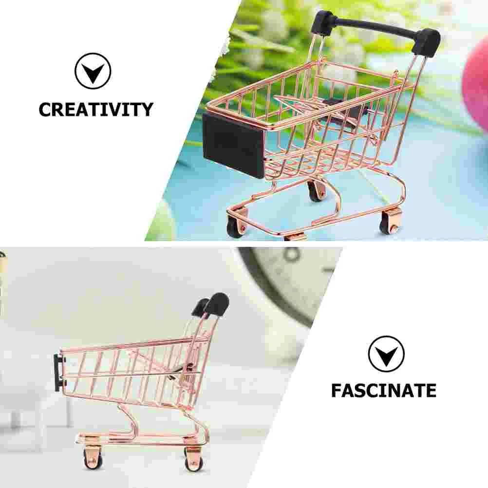 6 Pcs Shopping Cart Mini for Kids Carts Groceries Toddlers Desktop Makeup Sponge Holder Grocery Toys 1-3 Child 4