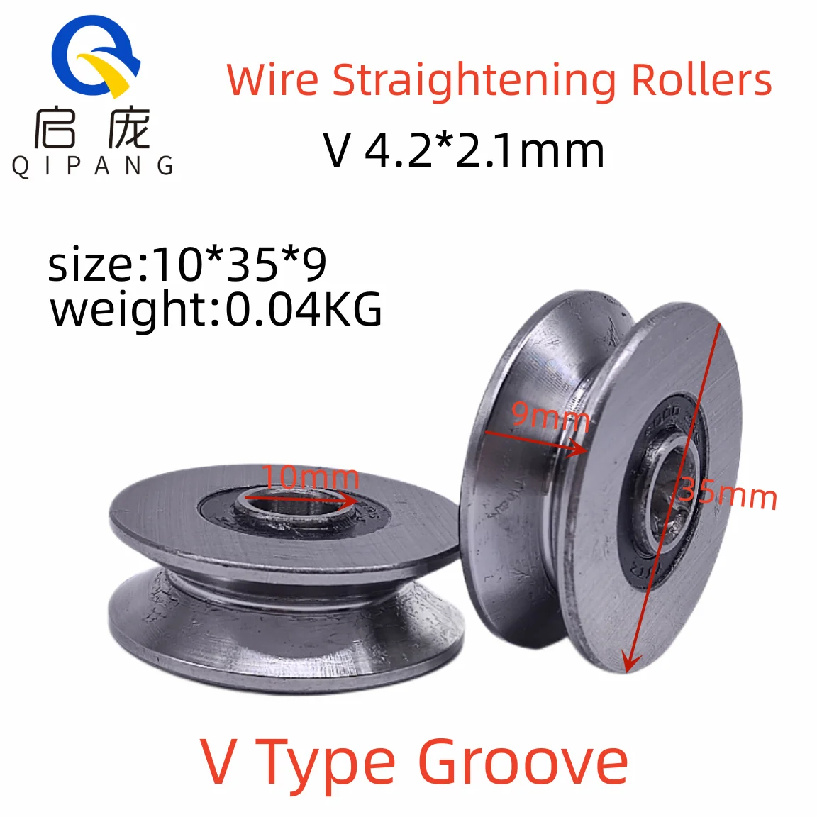 

5Pcs V4.2*2.1MM Groove Rollers Ball Bearings 10*35*9 Slotted Wire Rope Wheel Groove Track Roller Pulley Bearing Machine Tool