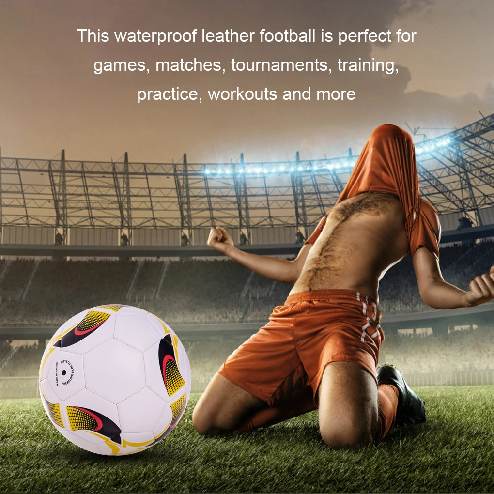 Size 5 Football Leather Training Practice Stadium Soccer Learning Professional Match Playground Sports Ball Accessory soccer ball