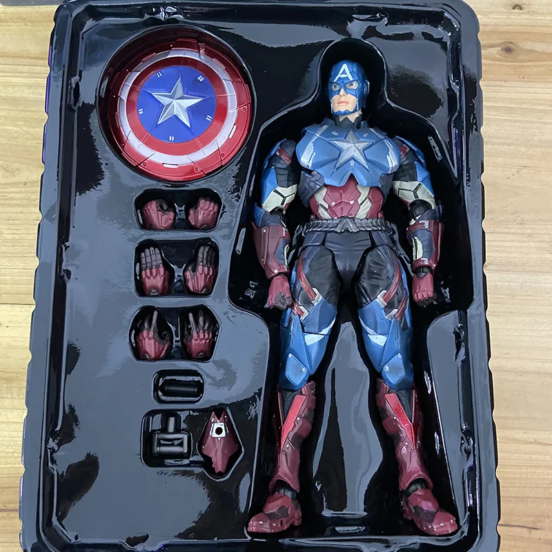 thumbnail image 1 of Figura de acción del Capitán América de Marvel de Play Arts, modelo coleccionable de superhéroe, juguetes de 28 cm, 1 of 4