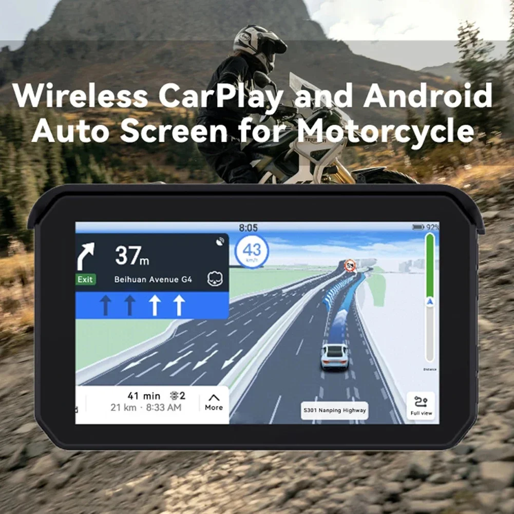 Wireless Motorcycle GPS Navigation IPX7 Waterproof Android Auto Wireless Carplay Screen for Motorcycle Multimedia Player MT69