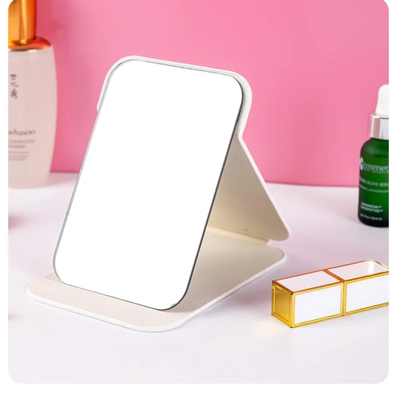 Leather Soft Face Makeup Mirror for Home Portable Folding Desktop High Definition
