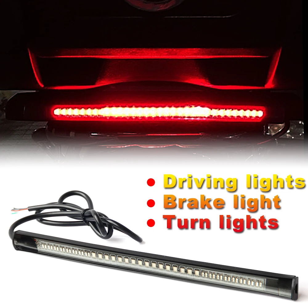 Haolide Moto Light Bar Strip Freno Flessibile Indicatori Di Direzione Lampadina Impermeabile 48 Led Moto Light Tail Stop Strip Light