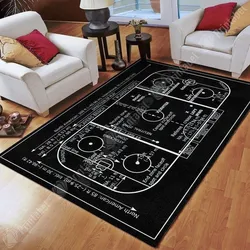 Vintage Ice Hockey Rink Baseball Area Rug 3D Printed Room Mat Floor Anti-slip Carpet Home Decoration Themed Living Room Carpet