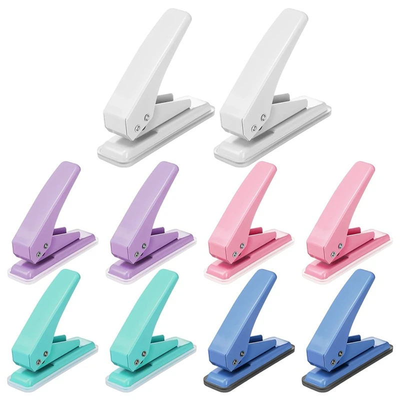 

10 Pcs Single Hole Punch With Lock 1 Hole Paper Hole Punch 20 Sheet Capacity Handheld Paper Puncher With Anti Skid Base, Durable