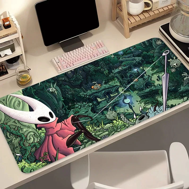 Hollow Knight Anime Gaming-Mauspad – schwarz-weißes Computer-Mauspad aus Gummi für Gamer, Schreibtisch, Tastatur, Zubehör, Geschenk – Detail 11
