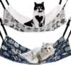Hanging Cat Hammock Bed – Reversible & Adjustable for Cats, Ferrets, Puppies, Rabbits & Small Pets 1
