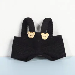 Bear Overalls for Plush Vinyl Face Doll - Cute Labubu Baby Doll Clothes Pendant Accessory (Black)