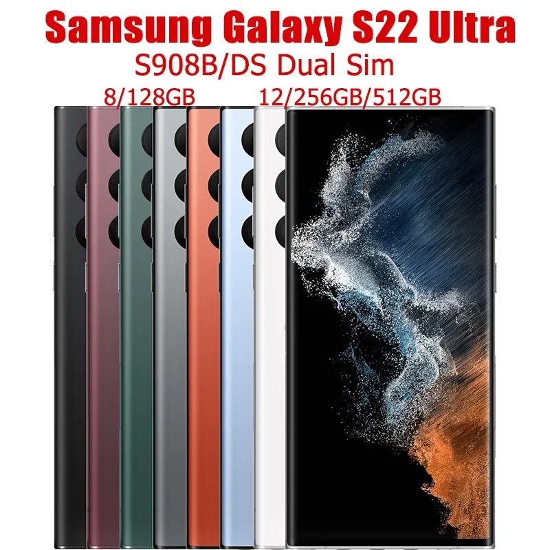 Original Unlocked Samsung Galaxy S22 Ultra 5G S908B/DS Dual Sim 6.8 1