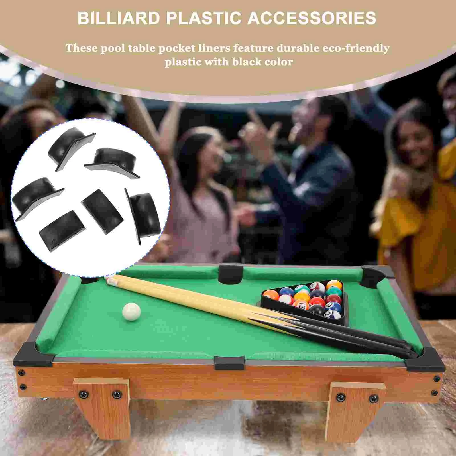 2 Sets Table Pool Billiard Parts Liners Replacement Accessory Hole Desk Game Plastics Corners Valley Pocket(Black)