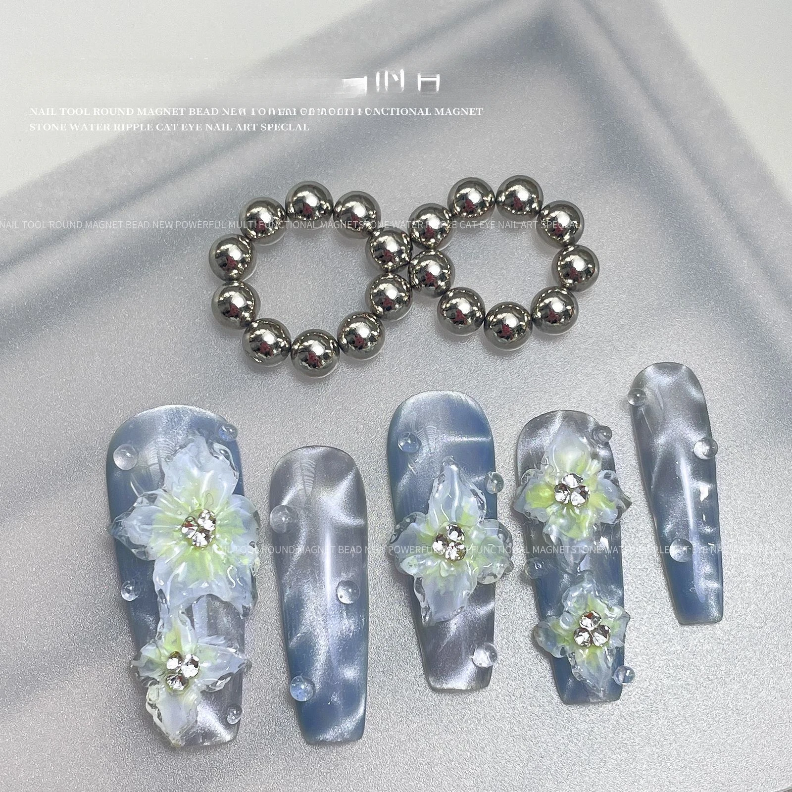 Multi-Function Magnet Cube For Gel Nail Polish Strong Square Round Magnetic Beads Sparkling Flower Carving Nail Tools 20/27pcs