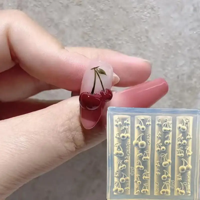 3D 장미 꽃 나비 실리콘 네일 몰드 체리 디자인 DIY 매니큐어 쥬얼리 공예 네일 아트 장식 도구