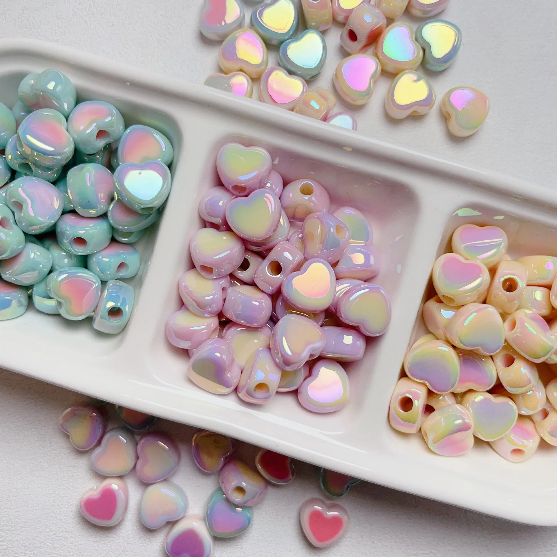 

DIY Jewelry Findings Cream Pastel Colors Love Hearts Acrylic Beads For Handmade Bracelet Necklace Earring Making 12*15mm 70pcs