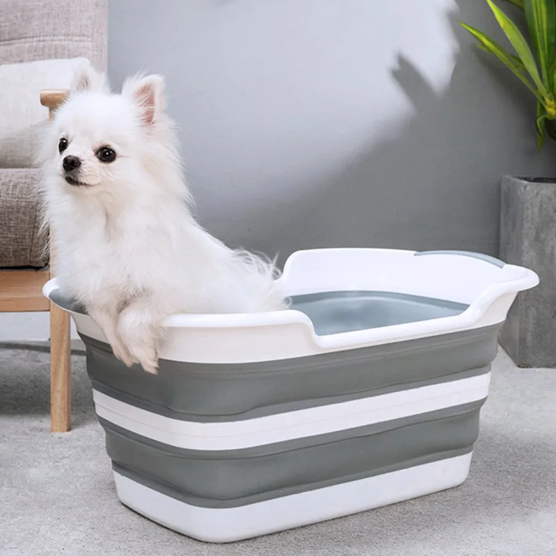 SiliconeDogBathtubFoldingPortablePetCatBathtubPuppyCat