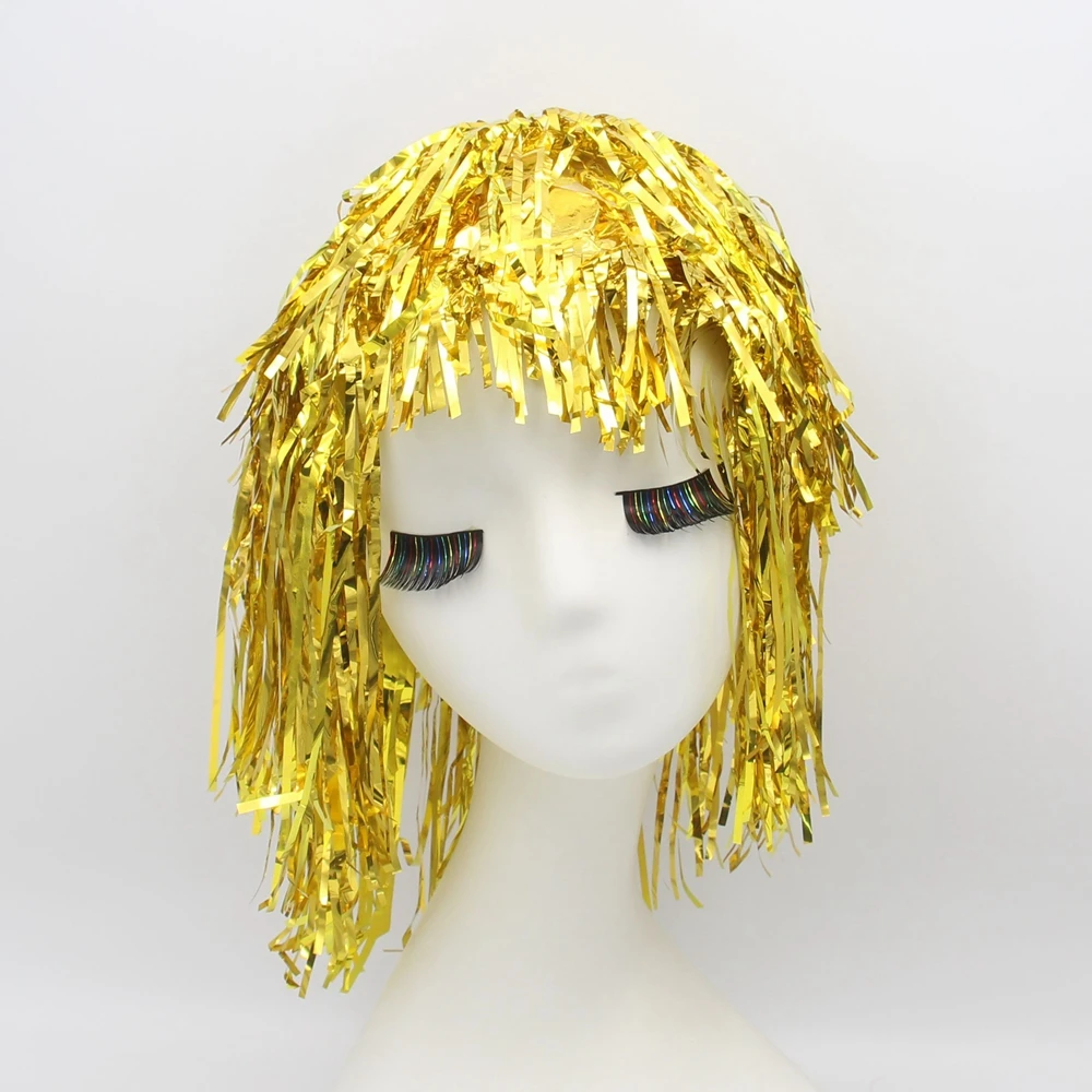 Foil Tinsel Wigs Costume Cosplay Hat Party Carnival synthetic wigs party hat carnival hat