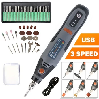 21000rpm USB Cordless Rotary Tool Dremel Mini Drill Engraving Pen Electric USB Mini Wireless Drill with Accessories DIY Set 1