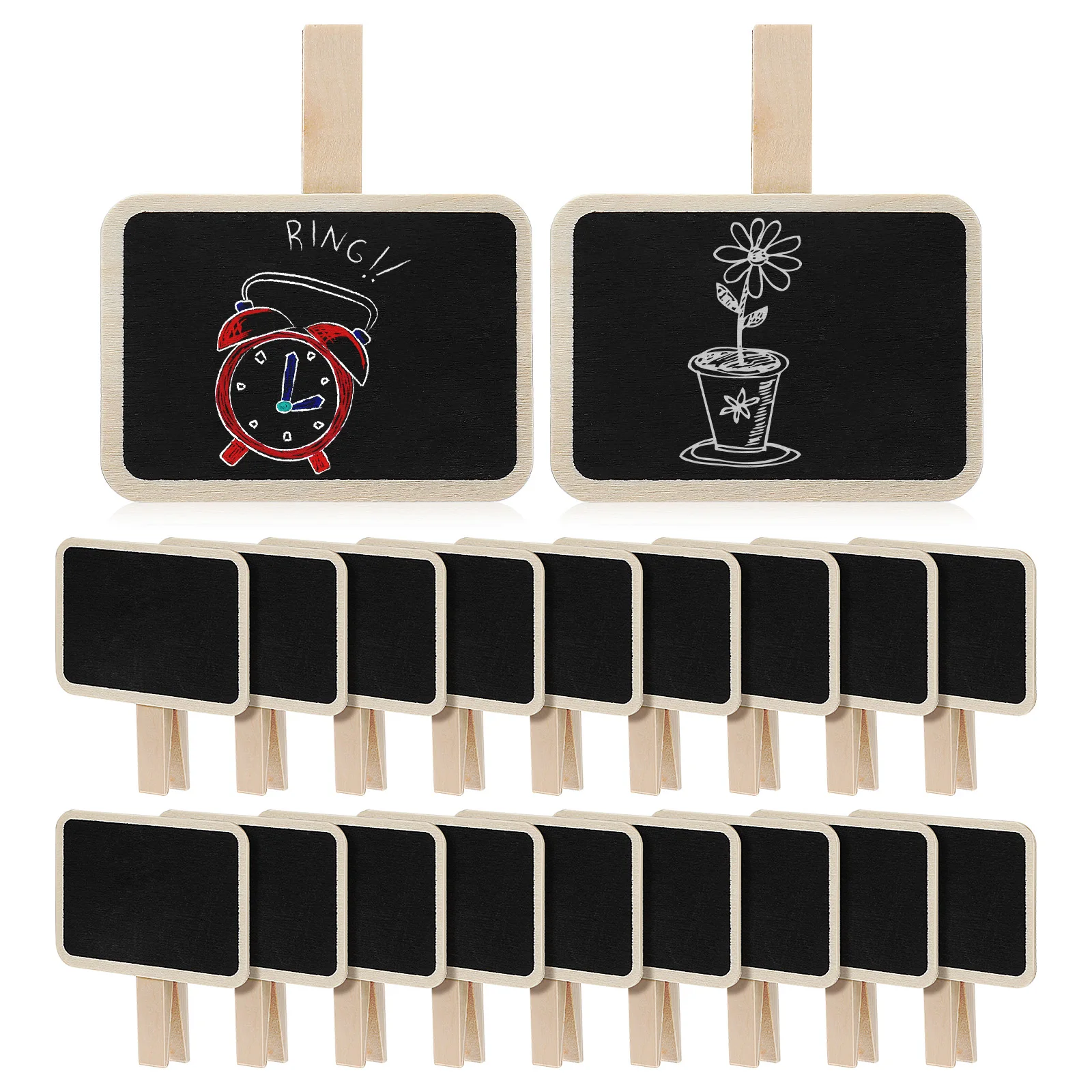 20Pcs Wooden Small Blackboard Clip Chalkboard Portable Wedding Party Decor Decorative Parts Signs Photo Clips Chalkboard Labels