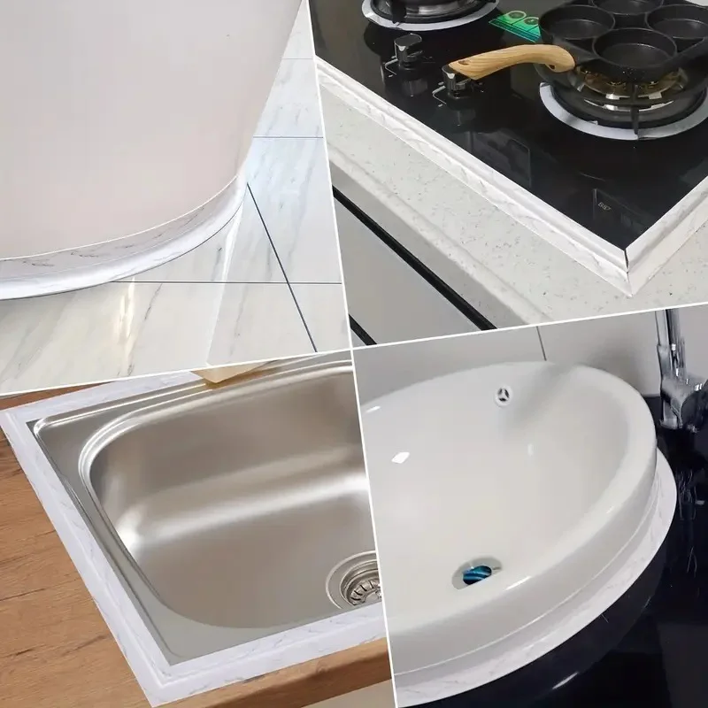 Waterproof Self-Adhesive Sealing Tape - Durable Polyester for Kitchen & Bathroom Sinks, 2 Rolls