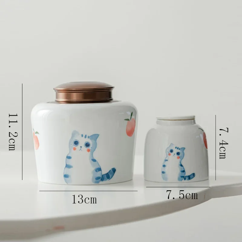 Three-dimensional Painted Ceramic Tea Cans Cute Cat Alloy Sealed Storage Jar Candy Coffee Storage Box Decoration Jar Home Decor 6