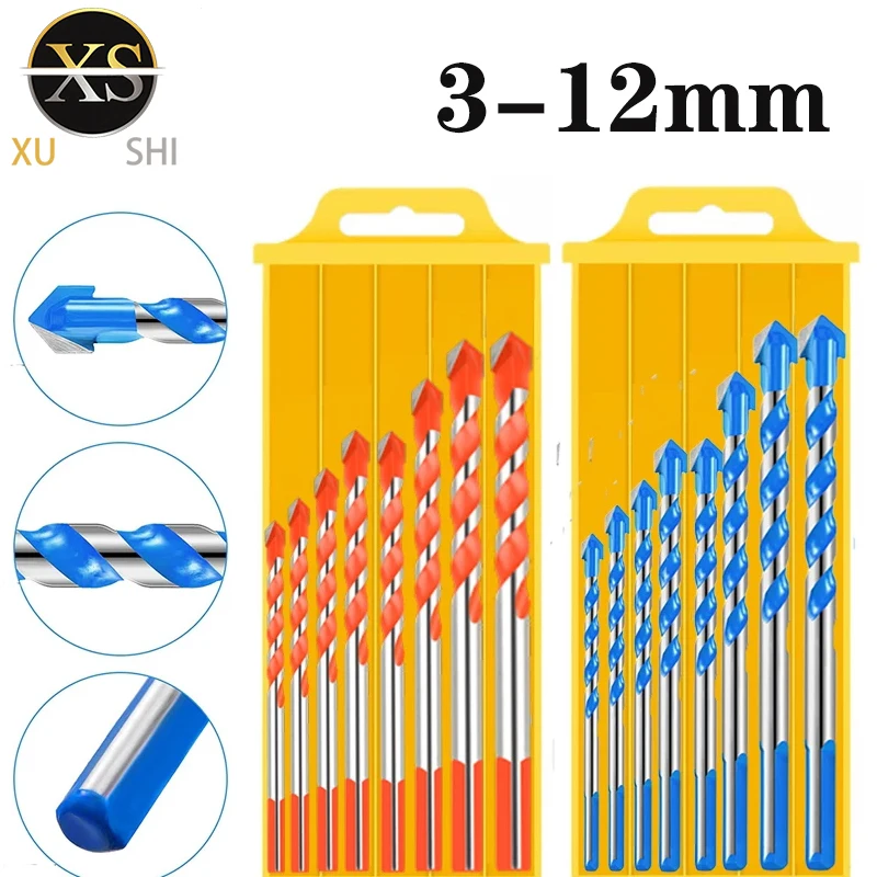 Professional 3-12mm Carbide Drill Bits for Drilling Glass, Tile, Concrete, Wood, Metal, etc Center Drill Bit Set Tools 7pcs 3 12mm threaded aolly wall tile concrete drill carbide glass triangle twist drill bit electric drill tool parts