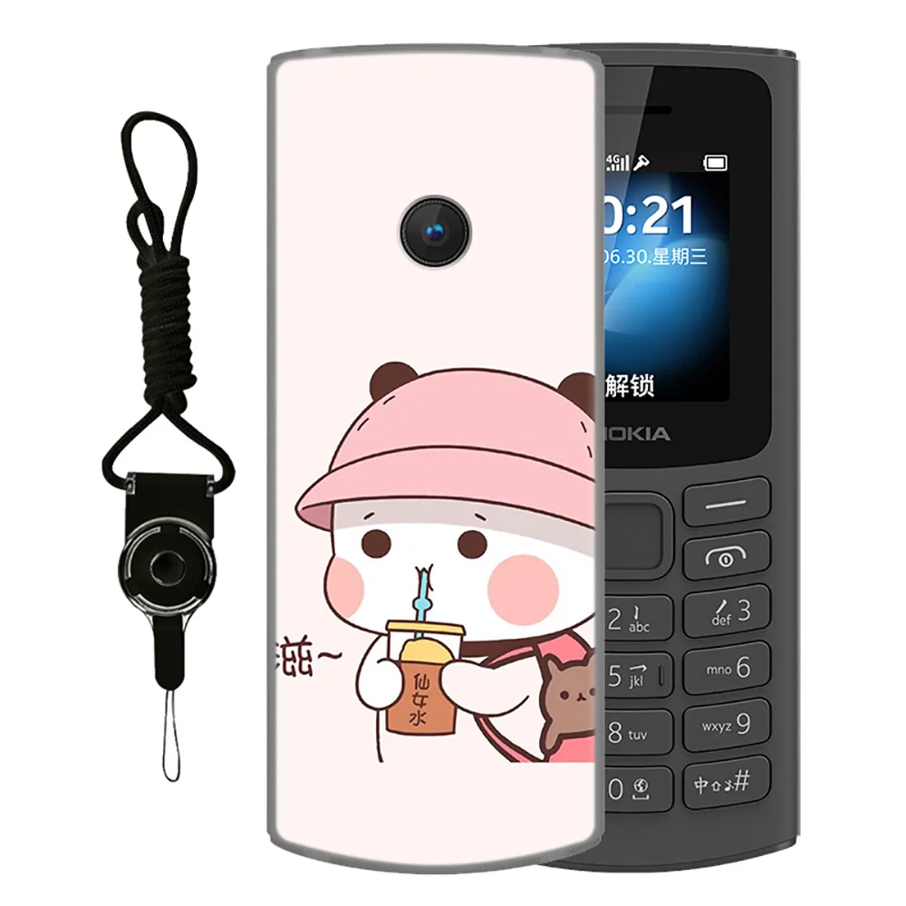 JIENI Cover Per Nokia 6300 4G + 2 Pellicole Vetro Temperato - Custodia Silicone Morbida TPU Con Fantasia Demone Cartoon, Nero