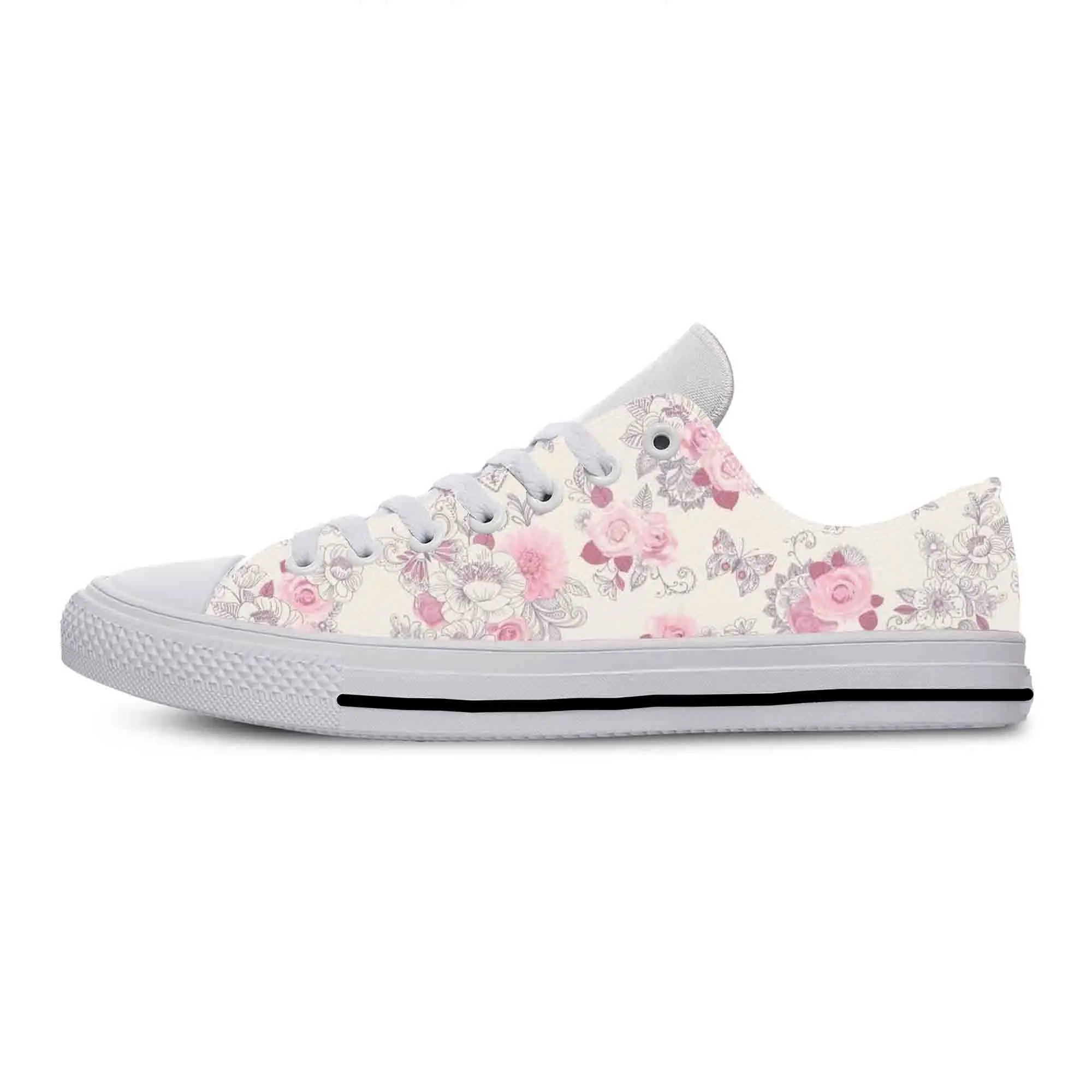 

Flower Floral Pattern Anime Cartoon Fashion Funny Casual Cloth Shoes Low Top Lightweight Breathable 3D Print Men Women Sneakers