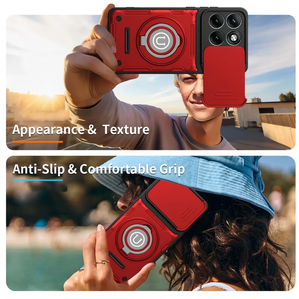Magnetic Holder Armor Cover with Slide Camera Protection