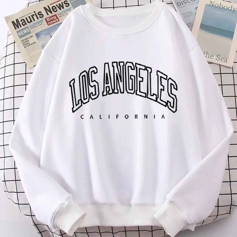 Men Oversized Sweatshirts Vintage Embroidered Los Angeles Women Hoodies Harajuku Korean style Loose Y2K Streetwear Clothes