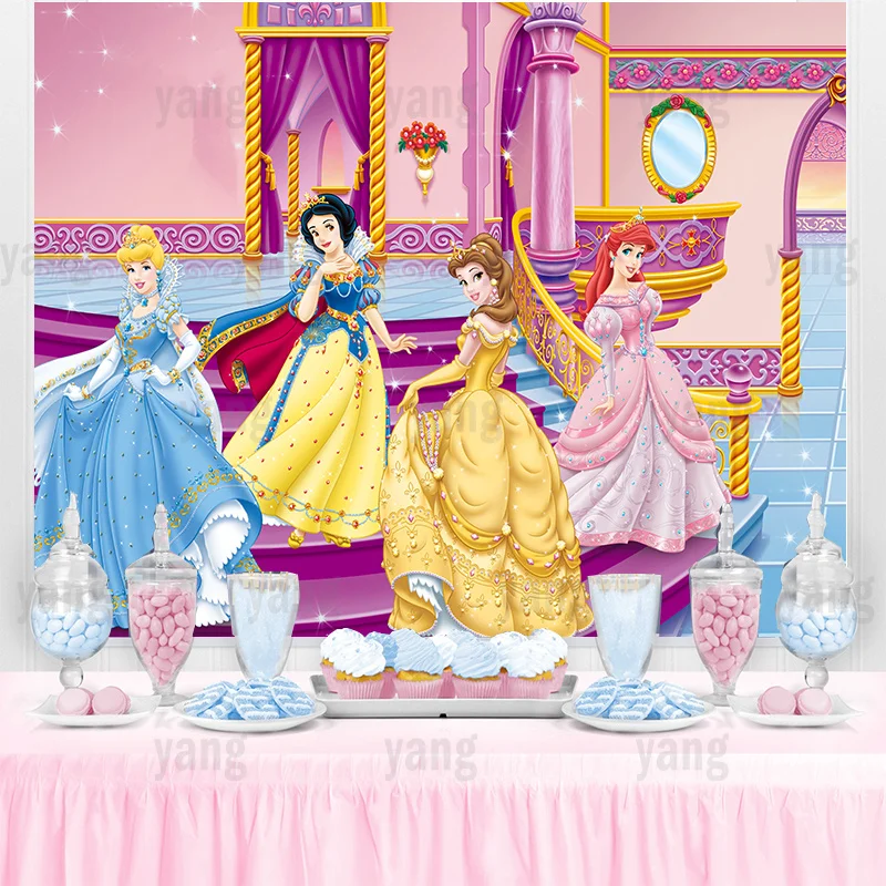 Disney Princess Wedding Castle Cenerentola Biancaneve Sirenetta Ariel Sfondo Ragazze Festa Di Compleanno Baby Shower Banner