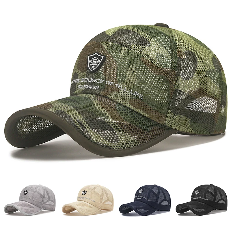

Summer Adjustable Baseball Caps Women Men Camouflage Hats Full Mesh Baseball Cap Unisex Trucker Caps Quick Dry Golf Running Hat
