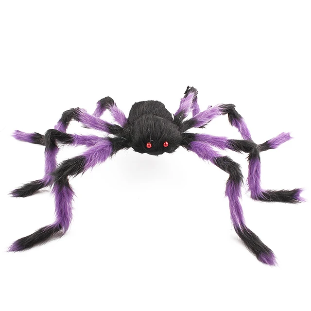 Araignée géante en peluche de 75cm, noire, blanche, décoration de fête  d'halloween, yeux rouges, accessoires pour la maison, Bar, jardin, maison  hantée, horreur - AliExpress