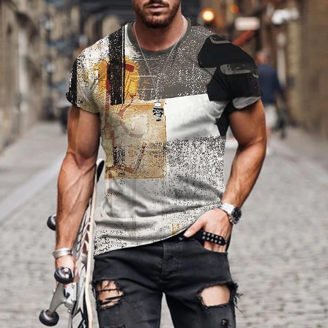 Summer Men's Fashion Street Versatile Top 3D Knights Templar Print T-Shirt Casual Round Neck Fitness Shirt S1206