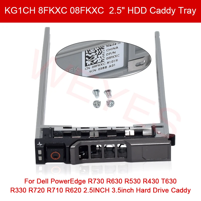 10 Pz 2.5 Pollici Kg1Ch 8Fkxc 08Fkxc 2.5 "Hdd Caddy Vassoio Per Dell Poweredge R730 R630 R530 R430 T630 R330 R720 R710 R620
