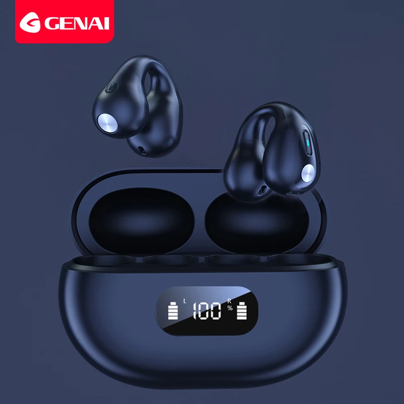 

GENAI Open Ear Earbuds Wireless Bluetooth Headphones Clip-on Earphones OWS IPX6 Waterproof Headphone 24H Playtime for Sports