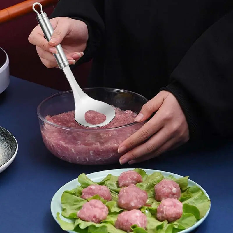 Stainless Steel Meatballs Spoon Beef Fish Meatball Maker Croquettes Machine Food Processor Meatball Spoon Squeeze Maker