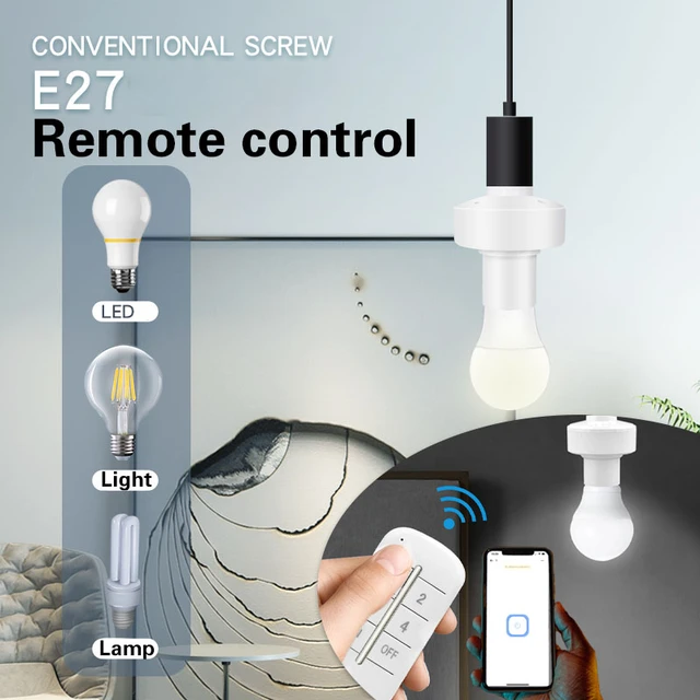 DEWENWILS Enchufe de bombilla de control remoto, kit de interruptor de  enchufe de luz inalámbrico, enchufe de luz remoto E26/E27 base para lámpara  de