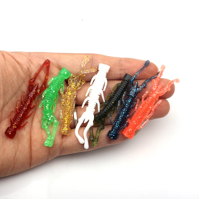 10Pcs/Lot Shrimp Fishing Lure 6.5cm/1.4g TPR NED Soft Worm Lure Luminous  Artificial Lures For Trout Bass Pesca Fishing Tackle