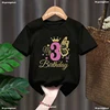 Black Tshirt My 1-9th Happy Birthday Princess Golden Butterfly Theme T-Shirt Baby Girls Gift Kids Clothes Short Sleeve Tees Tops 4