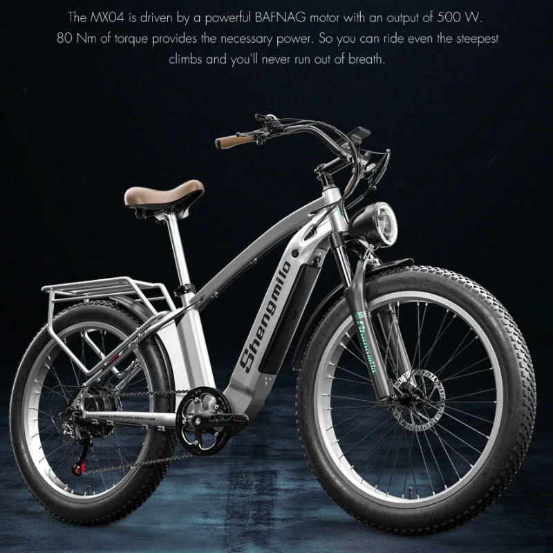 

HEZZO Electric Bicycle MX-04 48V 500W 15AH Brushless Adult Motor Bike Lithium Battery Aluminum Alloy 26 Inch Electric Bike