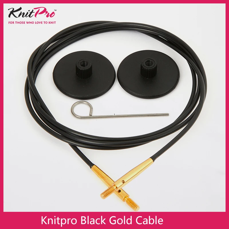 KnitPro Interchangeable Knitting Needle Cable Black Gold