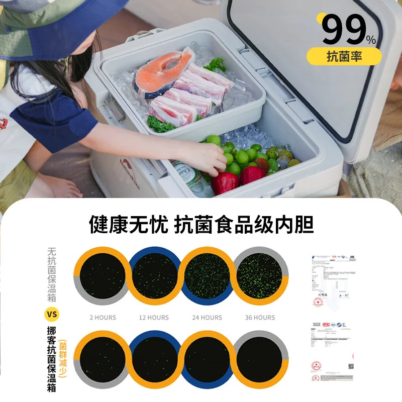 Naturehike Outdoor Antibacterial Insulation Box Portable Camping Large Capacity Fresh-keeping Cooler Car Mounted Ice Bucket