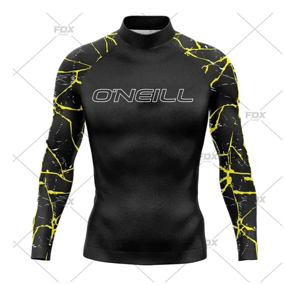 Oneill Men's Surfing Long Sleeve Surf Shirt Rashguard UV Protection Beach Sunwear Swimwear UPF Gym Clothes