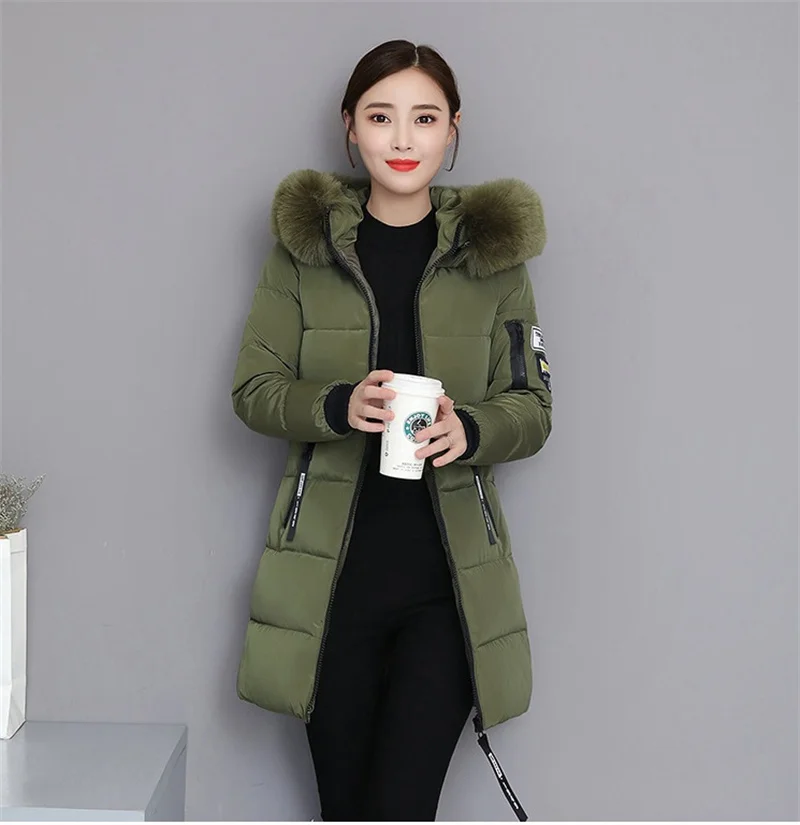 Parkas Women 2026 Winter Jacket Coat High Quality Hooded Fur Collar Outwear Female Parka Thick Cotton Padded Female Overcoat