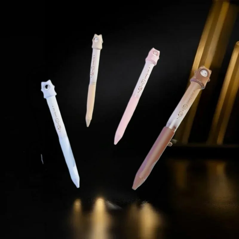 흥미로운 고양이 무늬 회전 젤 펜 0.5mm 검정색 (학교 및 사무실용)