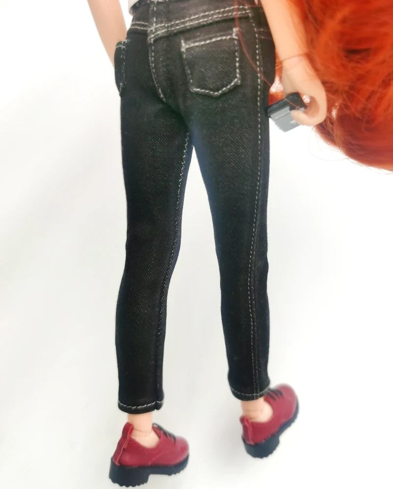 Blythe Doll Jeans Short Pants and Plaid Blouse for Ob24 Ob22 Azone Doll Clothes