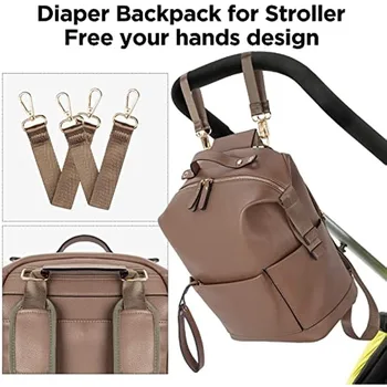 6 Types PU Leather Mommy Bag Large Capacity Backpack for Mom Infant Baby Stroller Bag with Changing Pad for Mom Baby Nursing 5