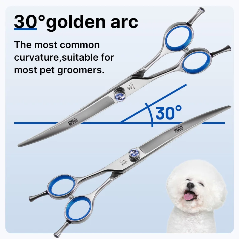 Fenice Professional 7.0/7.5/8 Inch JP440C Steel Left Hand Shears Blue Diamond Double Tail Nail Scissors Set for Pet Dog Grooming dog grooming scissors